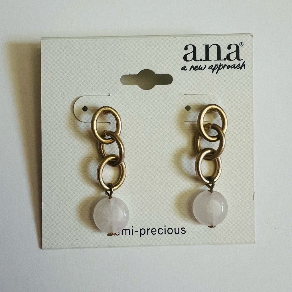 Nwt A.N.A Gold And White Chain Drop Earrings